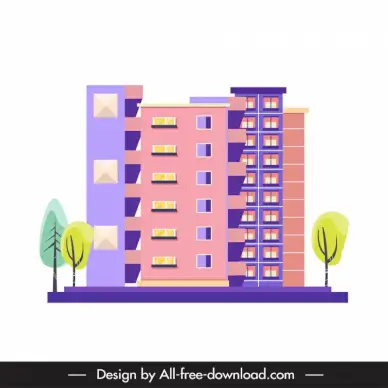 condominium apartment template flat side view outline