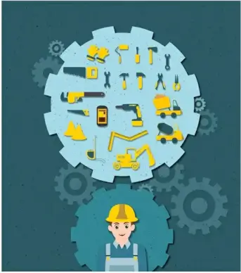 construction service concept with tools and gears icons