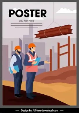 construction work poster site activity sketch cartoon design