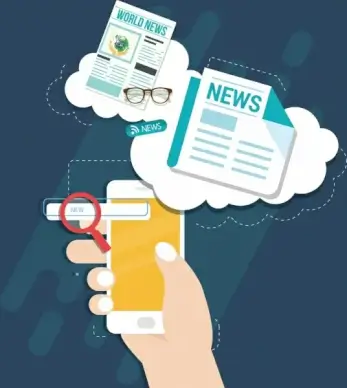 contemporary media background newspaper smartphone icons