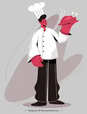 cook work painting man serving food sketch