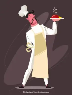 cook work painting man serving food sketch