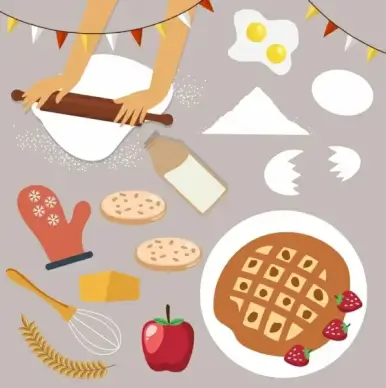 cooking design elements food flour tools icons