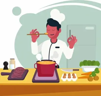 cooking work background male cook food icons