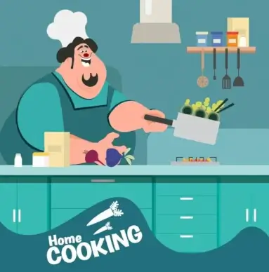 cooking work background male cook icon cartoon design