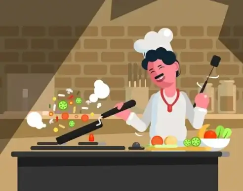 cooking work painting male cook kitchen icons