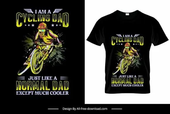 cool cycling dad tshirt template dynamic cartoon dark design
