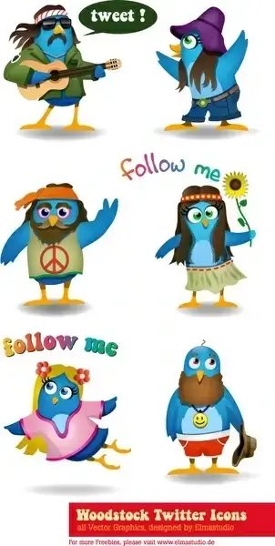 cool twitter icons set