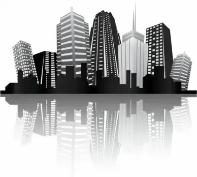 urban background skyscrapers icon black white reflection design