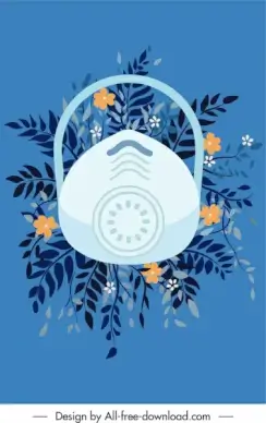 corona epidemic background flowers mask sketch