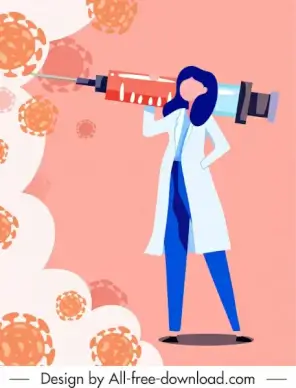 corona epidemic poster doctor needle viruses sketch