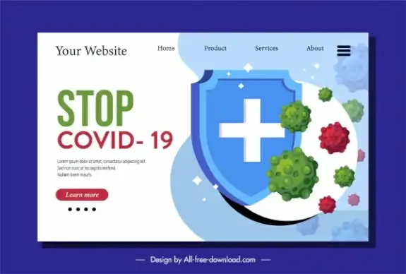 corona epidemic webpage banner medical shield viruses sketch