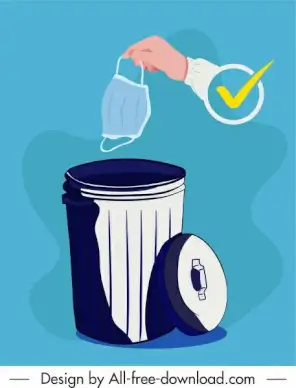 corona virus poster waste disposal instruction sketch