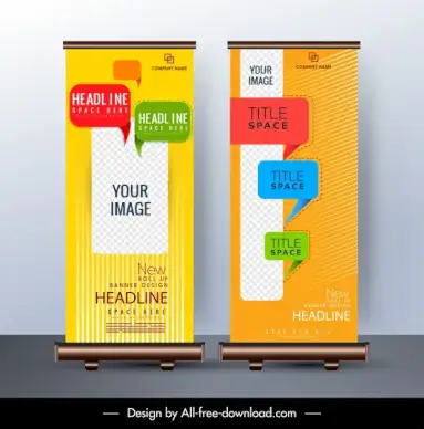 corporate banner template colorful decor standee shape