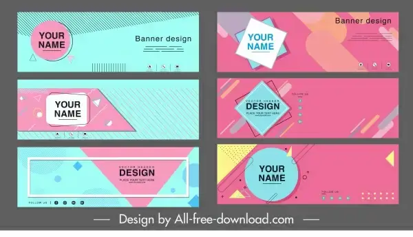 corporate banner templates colorful flat geometry horizontal design