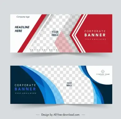 corporate banner templates elegant modern checkered geometry curves