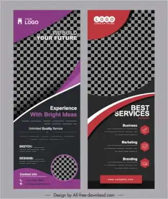 corporate banner templates modern dark checkered vertical design