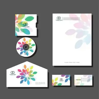 corporate branding sets colorful petals background design