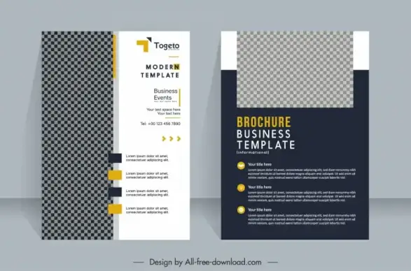corporate brochure template contrast geometric checkered design