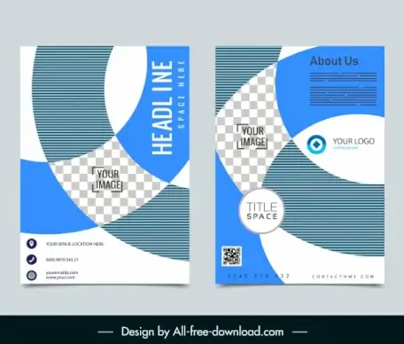 corporate brochure template modern flat checkered swirled decor