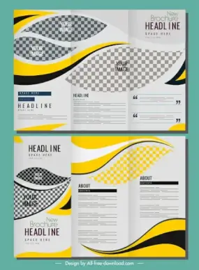 corporate brochure templates bright modern checkered curves decor