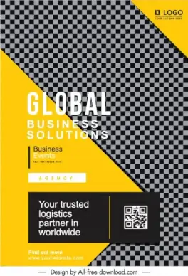 corporate flyer template checkered decor black yellow design
