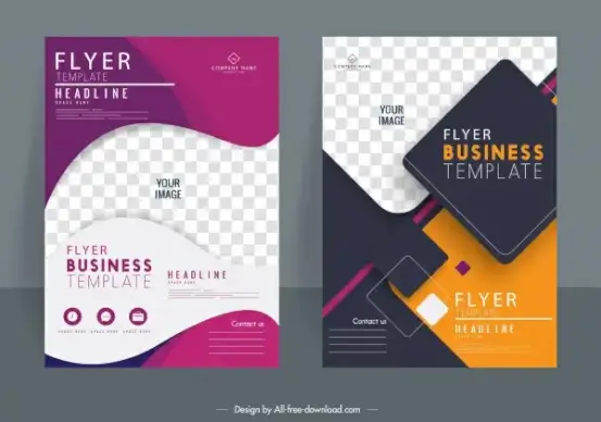 corporate flyer template elegant modern geometric checkered decor