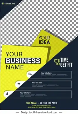 corporate flyer template modern checkered shading decor