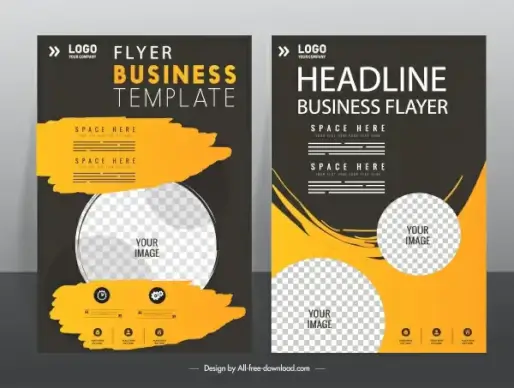 corporate flyer template modern dark checkered circle grunge