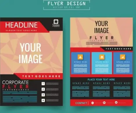 corporate flyer template modern polygonal decor