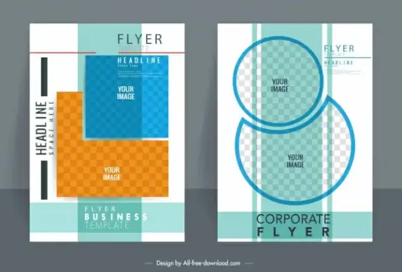 corporate flyer templates colorful flat geometric checkered decor