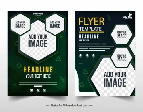 corporate flyer templates contrast modern checkered polygonal shapes
