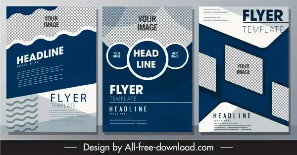 corporate flyer templates elegant dark checkered geometric shapes