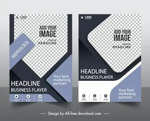 corporate flyer templates elegant modern checkered geometric shapes