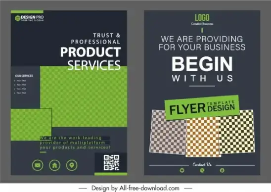 corporate flyer templates modern dark elegance checkered decor