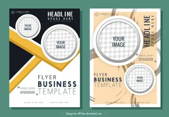 corporate flyer templates modern design checkered circles decor