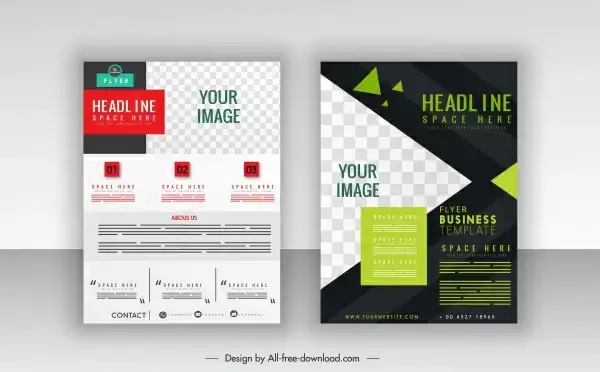 corporate flyer templates modern geometric checkered decor