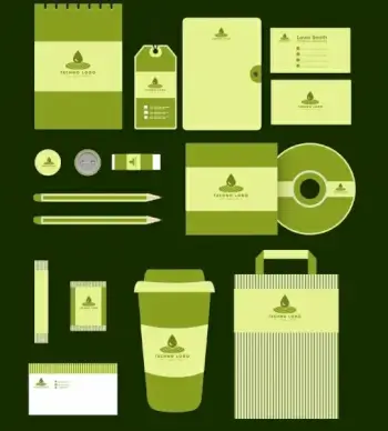 corporate identity sets green design water drops logotype