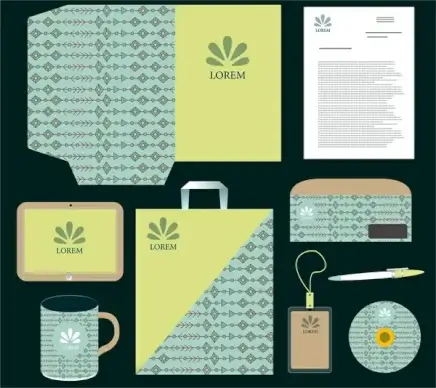 corporate identity sets in green and blue colors