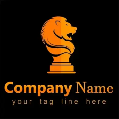corporate logo design with lion emblem on dark