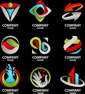 corporate logo sets with various colored shapes illustration