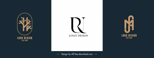 corporate logotypes flat texts tree shapes sketch
