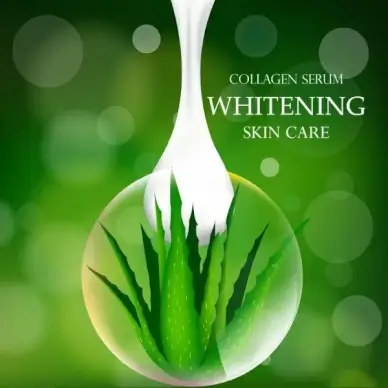 cosmetic advertisement white drop green aloe icon ornament