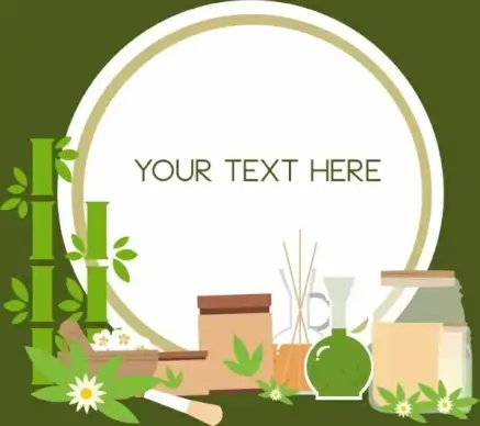 cosmetic advertising background natural herb icons ornament
