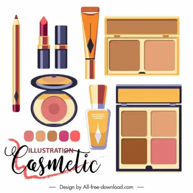 cosmetic advertising banner colorful shiny flat objects decor