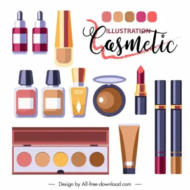 cosmetic advertising poster modern colorful flat sketch