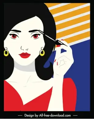 cosmetic banner template makeup lady sketch colorful classic