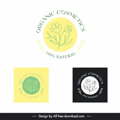 cosmetic logo template flat classic handdrawn flowers