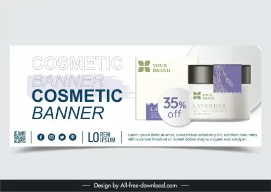  cosmetic  sale banner template  elegant can flowers