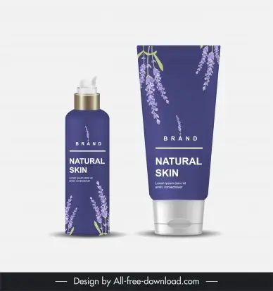 cosmetics bottle packaging template elegant flowers decor